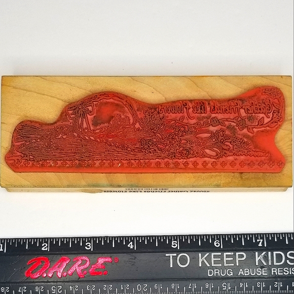 Stamps Happen Vintage "Gather Friends Like Flowers" Bouquet Wooden Rubber Stamp - Picture 3 of 3